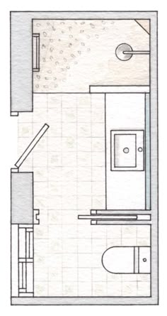 a drawing of a bathroom with toilet, sink and bathtub in it's floor plan