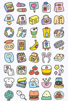 a bunch of different items that are drawn in the style of doodle on paper