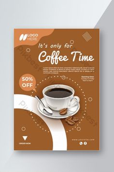 a coffee time flyer with a cup of coffee