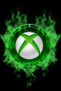 the xbox logo is shown in green flames