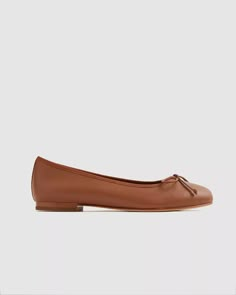 Women's Italian Leather Bow Ballet Flat Ballet Silhouette, Brown Ballet Flats, Bow Flats, Leather Bow, Sheep Leather, Leather Bows, Leather Ballet Flats, Just Run