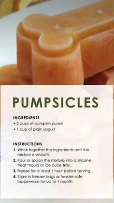 the instructions for how to make pumpkin pops are displayed on a plate with bananas in the background