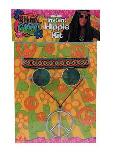 Men's Feeling Groovy Accessory Set - costumes.com Hippy Fancy Dress, 1960s Accessories, Hippie Accessories, Feeling Groovy, Feelin Groovy, Colorful Headbands, Cheap Costumes, Hippie Headbands, Peace Sign Necklace