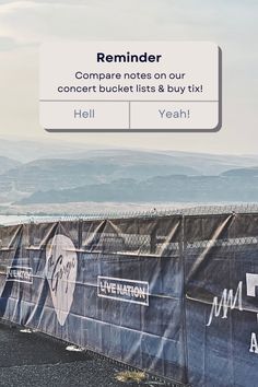 Phone reminder notification: Compare notes on our concert bucket lists & buy tix! Hell yeah! Download concert bucket list journal at memoryinthemaking.com/download Self Care Music, Aesthetic Journal Pages, Things To Write, Live Nation