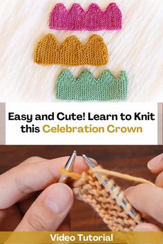 the video is showing how to crochet and learn to knit with this celebration crown