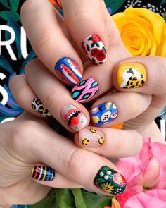 Hippie Nail Designs, The Best Nail Designs, Latest Nail Art Designs, Best Nail Designs, Nail Design Glitter, Beauty Hacks Nails, Cute Nail Art Designs, Almond Acrylic Nails