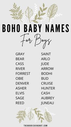 boho baby names | boys names | boho boys names | nature names | place names for babies | unusual baby names | hippie names | earthy names Earthy Names, Boho Baby Names, Baby Record Book, Roman Names, Names For Boys, Biblical Names, Baby Bump Style, Cute Nicknames