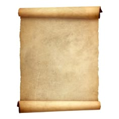 an old parchment paper scroll on a white background with clipping for text or image