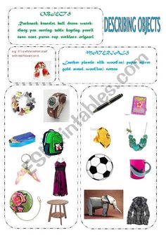 an activity sheet for describing objects in english