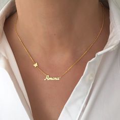 Butterfly Name Necklace, Gold Butterfly Name Pendant, Butterfly Word Chokers Necklace, Custom Name Necklace, Personalized Name, Name JewelryNames Necklace, Custom Mothers Necklace, Baby Shower Gift, New Mom Gift, Custom Name JewelryVery dainty and versatile to wear with any combination. FEATURES Material: Crafted in High Quality 925 Sterling SilverFinish: 18K gold plated14K Solid Gold is also availableColor: Silver, Gold, Rose GoldDimensions: Butterfly 5mm in H, Capital Letter 6mm HFINISH: Polis Customised Necklace With Name, Lylah Name Necklace, Pendant Name Necklace, Silver Name Chain, Name Pandent With Chain Gold, Name Necklaces Gold, Customized Necklace Names, Gold Chain With Name Pendent, Gold Necklace Name Design