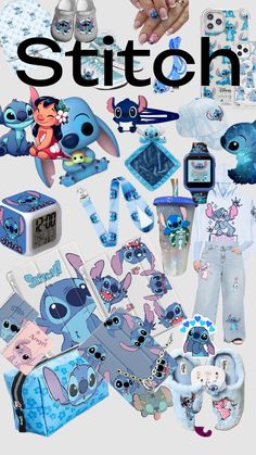 the stitch poster is shown with various items