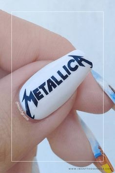 Metallica Nails Van Halen Nails, Rock Band Nail Designs, Heavy Metal Inspired Nails, Rock N Roll Nails Designs