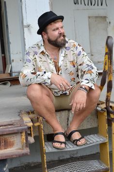 Big Men Summer Fashion, Fat Men Style, Baby Blue Shirt, Classy Street Style