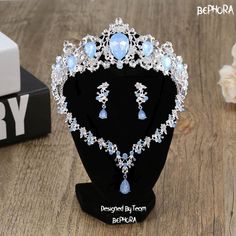 Material:Rhinestone, Crystal 👑Surface length of 15 cm and a crown height of 6 cm - Necklace 45 CM Black Friday & Christmas, End of the year Final sale 🎁  (Limited Stock!) 🍓PROMO 1: Buy ANY Headpiece get a $22 Nail set For FREE  🍓PROMO 2: Buy total over $99 GET a $50 Crown For FREE  🎊 (Random Surprise Present Pack - Handpicked Mystery Items, Ideal for Gift-Giving, Delightful Surprise with Every Order) 👑Luxury bridal Crown encrusted with crystals, this royal wedding headpiece is perfect for Baby Blue Quince, Quince Crown, Opal Jewelry Necklace, Quinceanera Crown, Blue Opal Jewelry, Blue Quince, Black Friday Christmas, Crown Wedding, Sweet 15