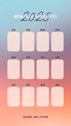 an image of a calendar with the dates for each month