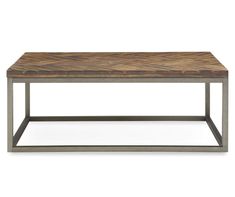 a wooden table with metal legs and a wood top on an isolated white background for use as a coffee table or end table