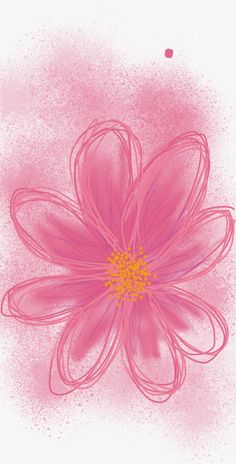 a drawing of a pink flower on a white background