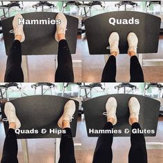 four images show the different positions of feet on a chair and how to use them