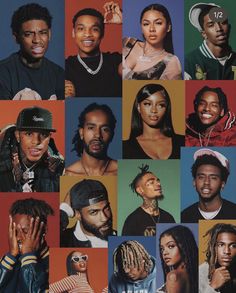 a collage of black men and women with different hair colors, hairstyles and piercings