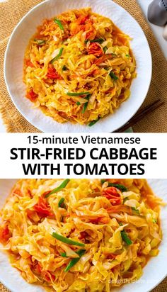 a plate of Vietnamese stir-fried cabbage with tomato Cabbage Tomato Recipe, Side Dish For Dinner, Easy Vegetable Side Dish, Easy Vegetable Side Dishes, Asian Stir Fry, Bariatric Friendly Recipes, Vegetable Side Dish, Easy Vegetable