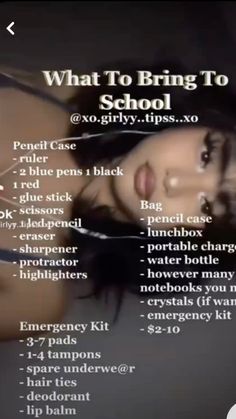 a poster with the words what to bring to school on it's back side