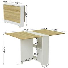 an image of a desk with measurements for the top and bottom section on it's side