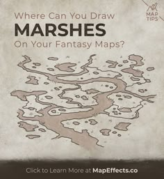 Marshes - Where to draw them realistically on your fantasy maps for rpg or your novel. Fantasy Map Marsh, Swamp Map, Fantasy Scrapbook, Map Effects, Cartography Design, Landscape Drawing Tutorial, World Ideas