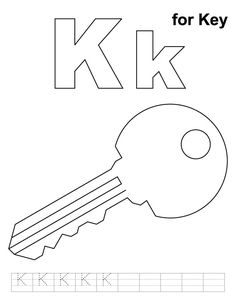 the letter k is for key worksheet with an image of a key on it