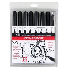 6 piece black marker pen set