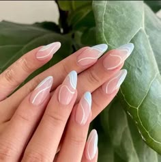 What Are Acrylic Nails, Blue And White Nails, Kutek Disney, Unghie Sfumate, Baby Blue Nails, Simple Gel Nails, Summery Nails, Girly Acrylic Nails, Casual Nails