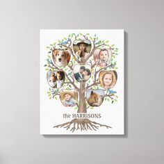 the personalized family tree is hanging on the wall in front of a white background