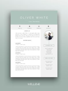 a clean and modern resume template with an image on the front, in light green