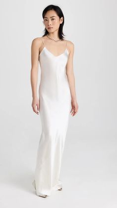 Nili Lotan Cami Gown | Shopbop White Bridal Dresses, Full Length Skirts, Nili Lotan, Special Occasion Outfits, White Bridal, Pullover Designs, Satin Material, Tank Dress, Individual Style