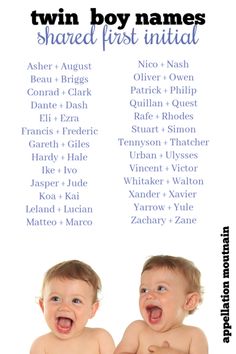 two baby names that are in front of each other with their mouths open and tongue out