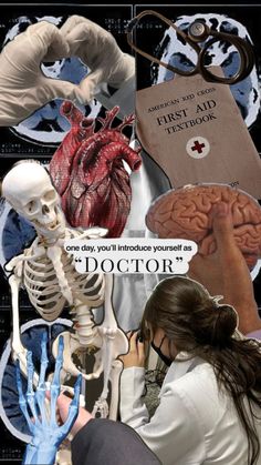 a collage of medical and health images with the words first aid textbook on it