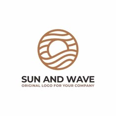 the sun and wave logo is shown on a white background with brown lines around it