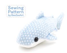 a stuffed whale toy with polka dots on it's body and the words sewing pattern by beeze art