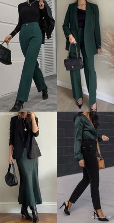 Green Pant Work Outfit, Color Combos Outfit, Business Outfits Women, Corporate Outfits, Casual Day Outfits, Classy Work Outfits, Casual Work Outfits