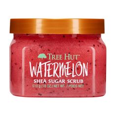 Scrub away the day and reveal soft, glowing skin with our Tree Hut Watermelon Shea Sugar Scrub! Made with real Sugar, Shea Butter, Watermelon, Vegan Collagen and a blend of six natural oils, this body scrub deeply nourishes and balances skin's hydration to help restore skin's natural glow. The thoughtful ingredients work together to hydrate, renew, and smooth skin while removing dull, dry skin. Plus, our Watermelon Shea Sugar Scrub smells like a burst of hydration with notes of watermelon, lemon Tree Hut Watermelon, Watermelon Scrub, Shea Sugar Scrub, Scrub Corpo, Coiled Rope, Watermelon Sugar, Exfoliating Body Scrub, Sugar Body Scrub, Macadamia Oil