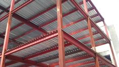 an image of a metal structure that is red