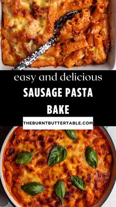 an easy and delicious sausage pasta bake