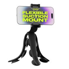 the flexible suction mount is attached to an iphone and holds it in its holder