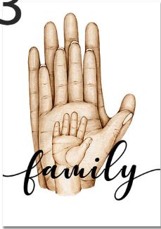 a card with the words family written in black ink on it and an image of two hands holding each other