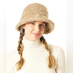 Tan Faux Sherpa Winter Streetwear Trendy Bucket Hat, Boutique Nwt Unisex, Adjustable Osfm Teddy Bear Bucket Hat, Bear Bucket Hat, Fuzzy Bucket Hat, Winter Bucket Hat, Bucket Hat Style, H&m Brand, Faux Fur Bucket Hat, Arm Bracelets, Bridal Gloves