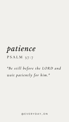 a white background with the words, patience and an image of a cross on it