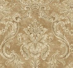 an old fashioned wallpaper pattern in beige and white