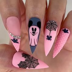 Demure Nails, Disney Themed Nails, Disney Halloween Nails, Disney Nail Art, Disneyland Nails, Mickey Mouse Nails, Disney Inspired Nails, Disney Acrylic Nails, Horror Nails