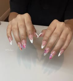 Nails Floral, Summery Nails, Her Nails, Nails Spring, Acrylic Nails Coffin Short, Pink Nail