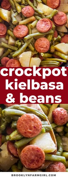 crockpot kielbasa and beans recipe with potatoes, green beans, and sausage