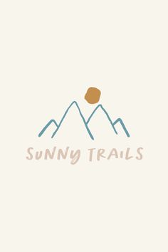 the logo for sunny trails with mountains in the background